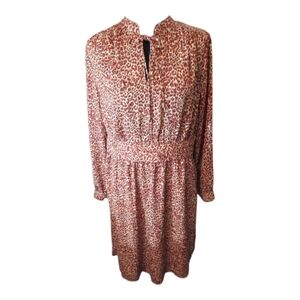 H&M Leopard Print Long Sleeve Dress - Rust Size 10